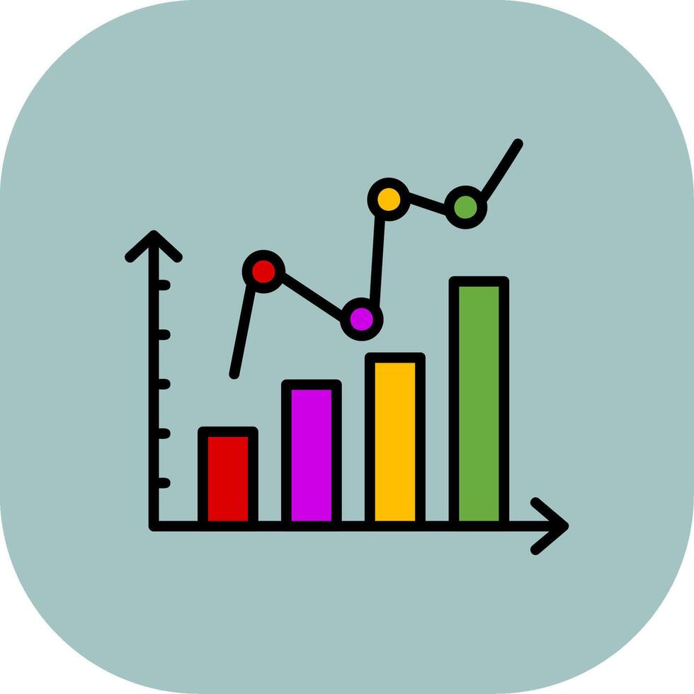 Filled Graph Line Filled Curve Icon vector
