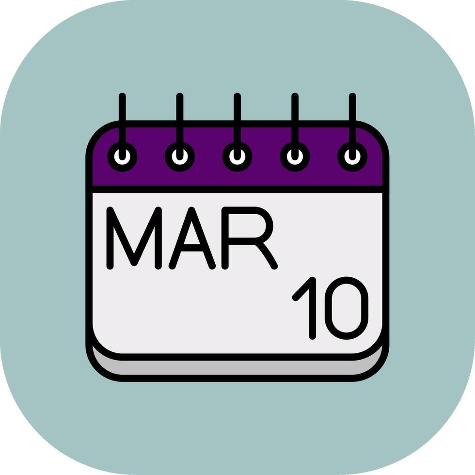 March Line Filled Curve Icon vector