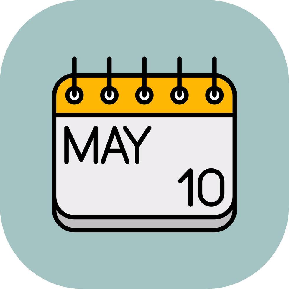 May Line Filled Curve Icon vector