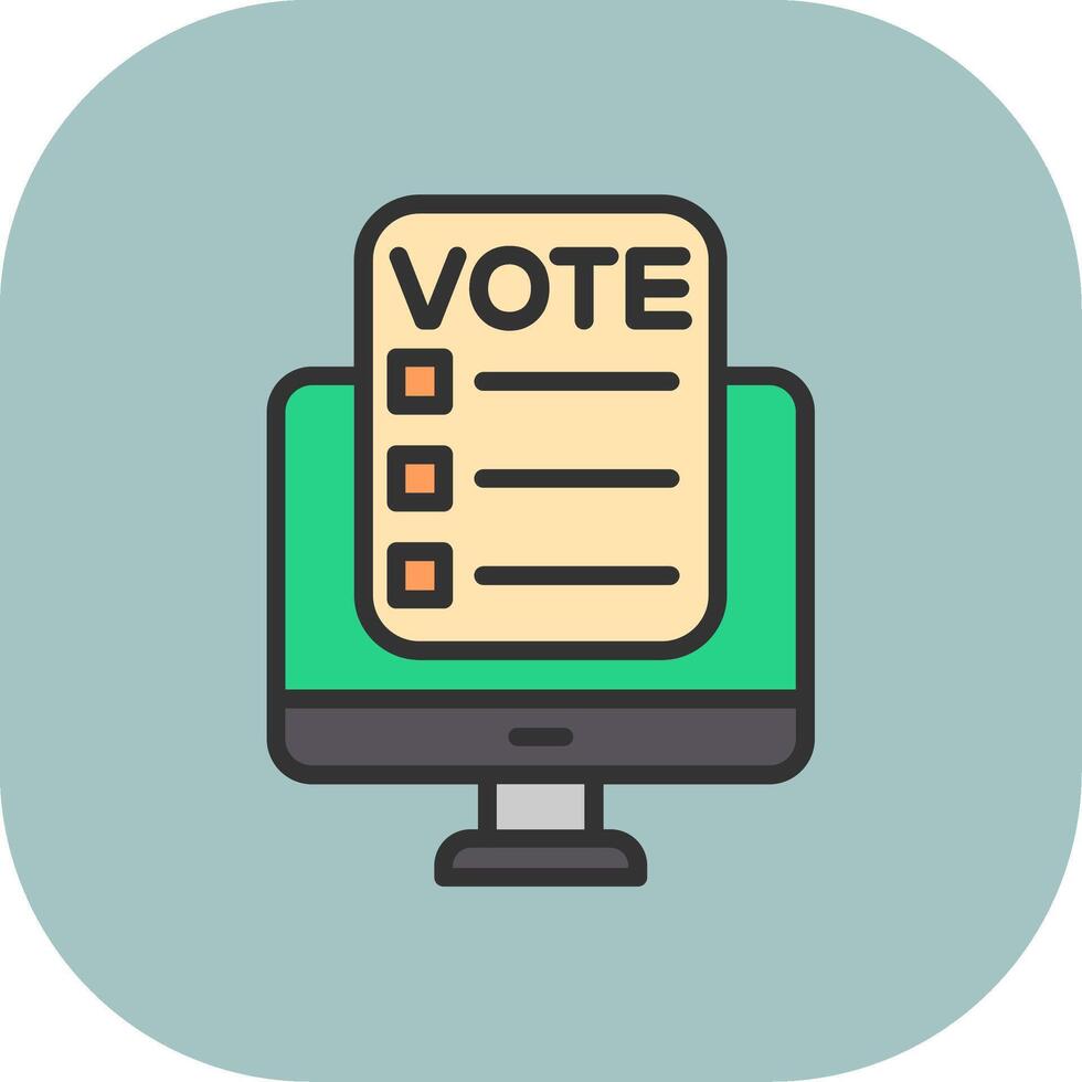 Online Voting Line Filled Curve Icon vector