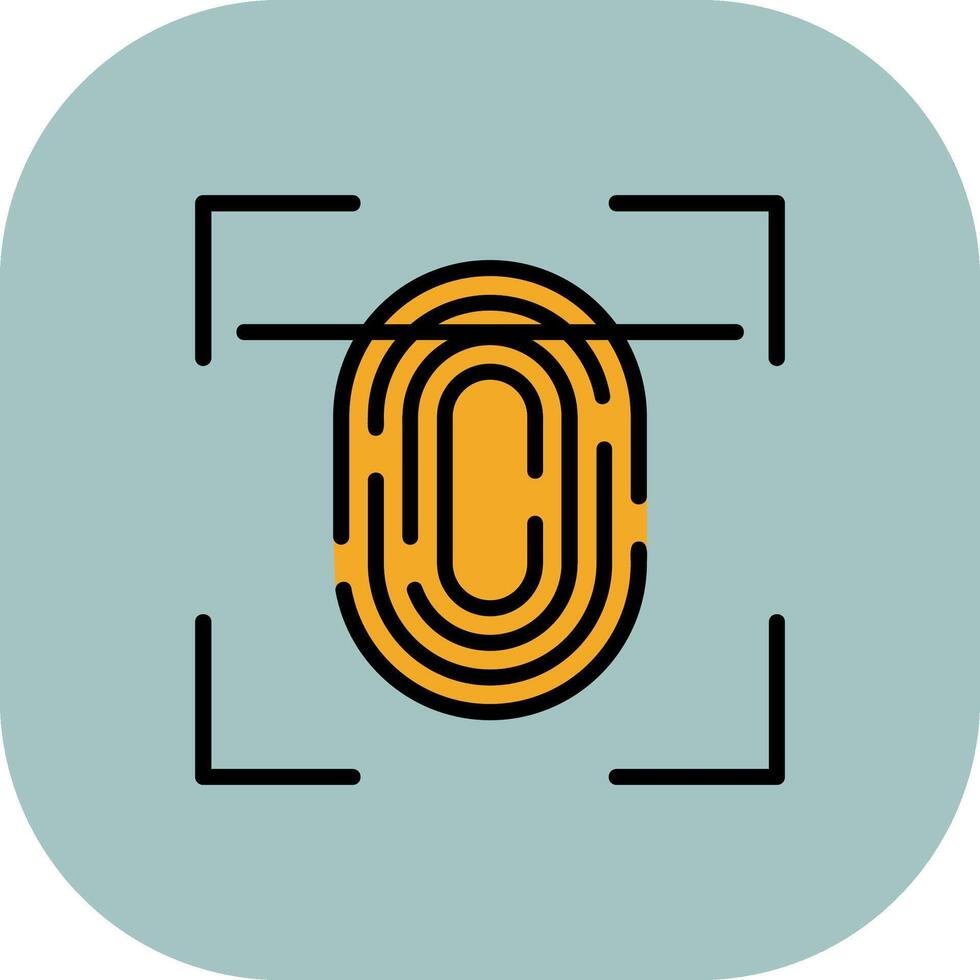 Fingerprint Scan Line Filled Curve Icon vector
