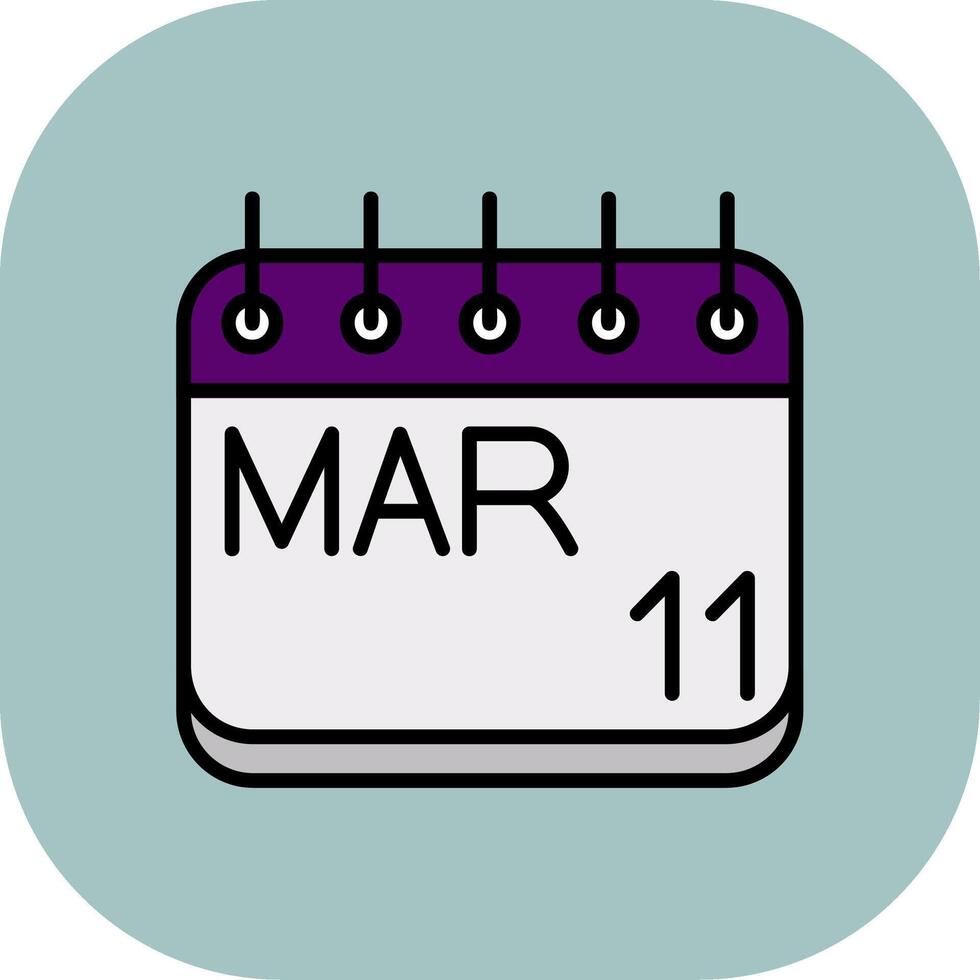 March Line Filled Curve Icon vector