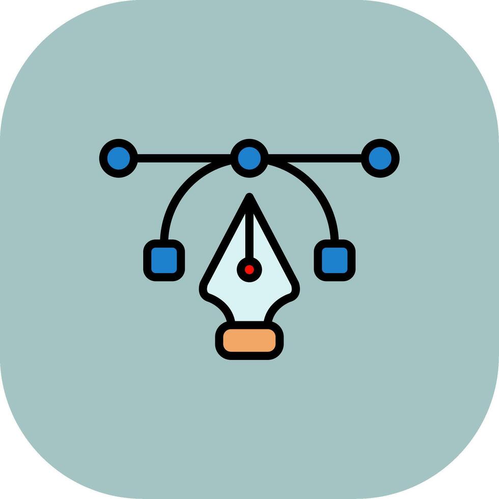 Pen Tool Line Filled Curve Icon vector