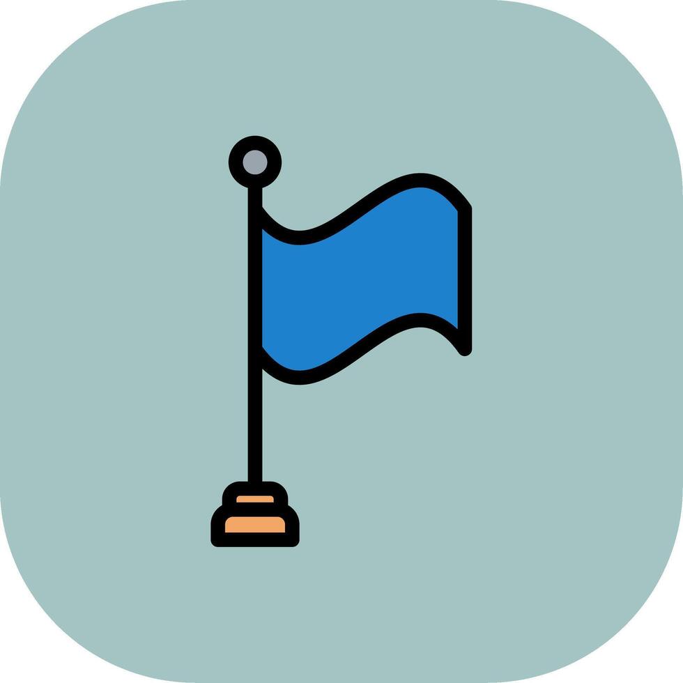 Flag Line Filled Curve Icon vector