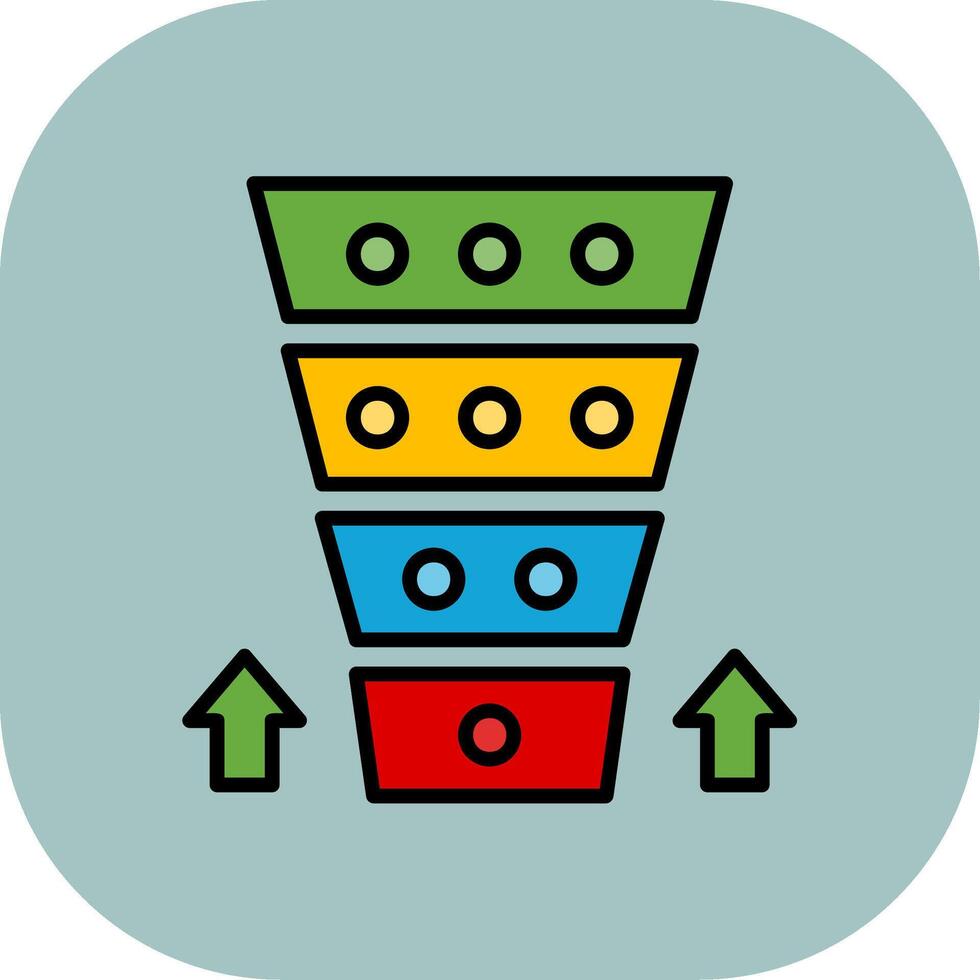 Funnel Chart Line Filled Curve Icon vector