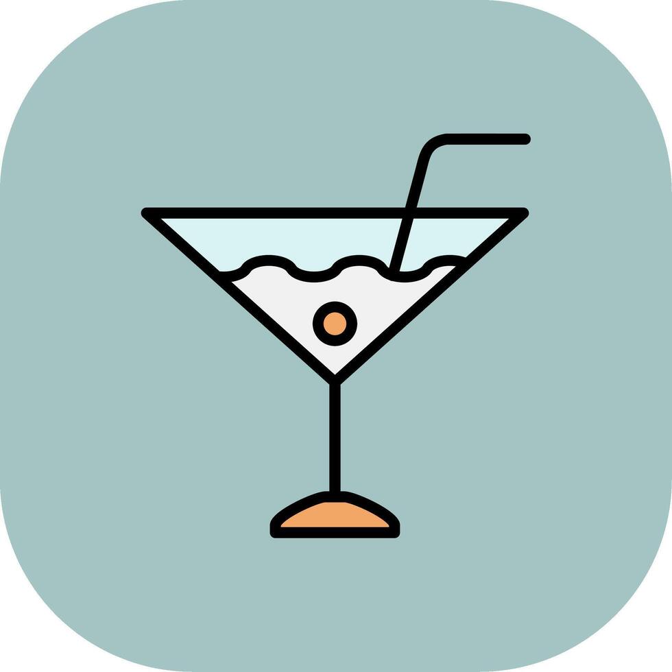 Martini Line Filled Curve Icon vector