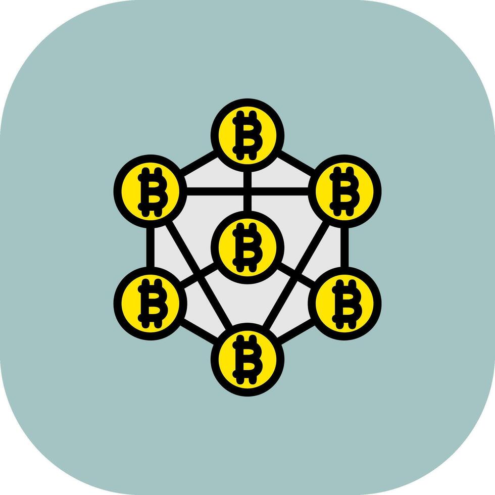 Blockchain Line Filled Curve Icon vector