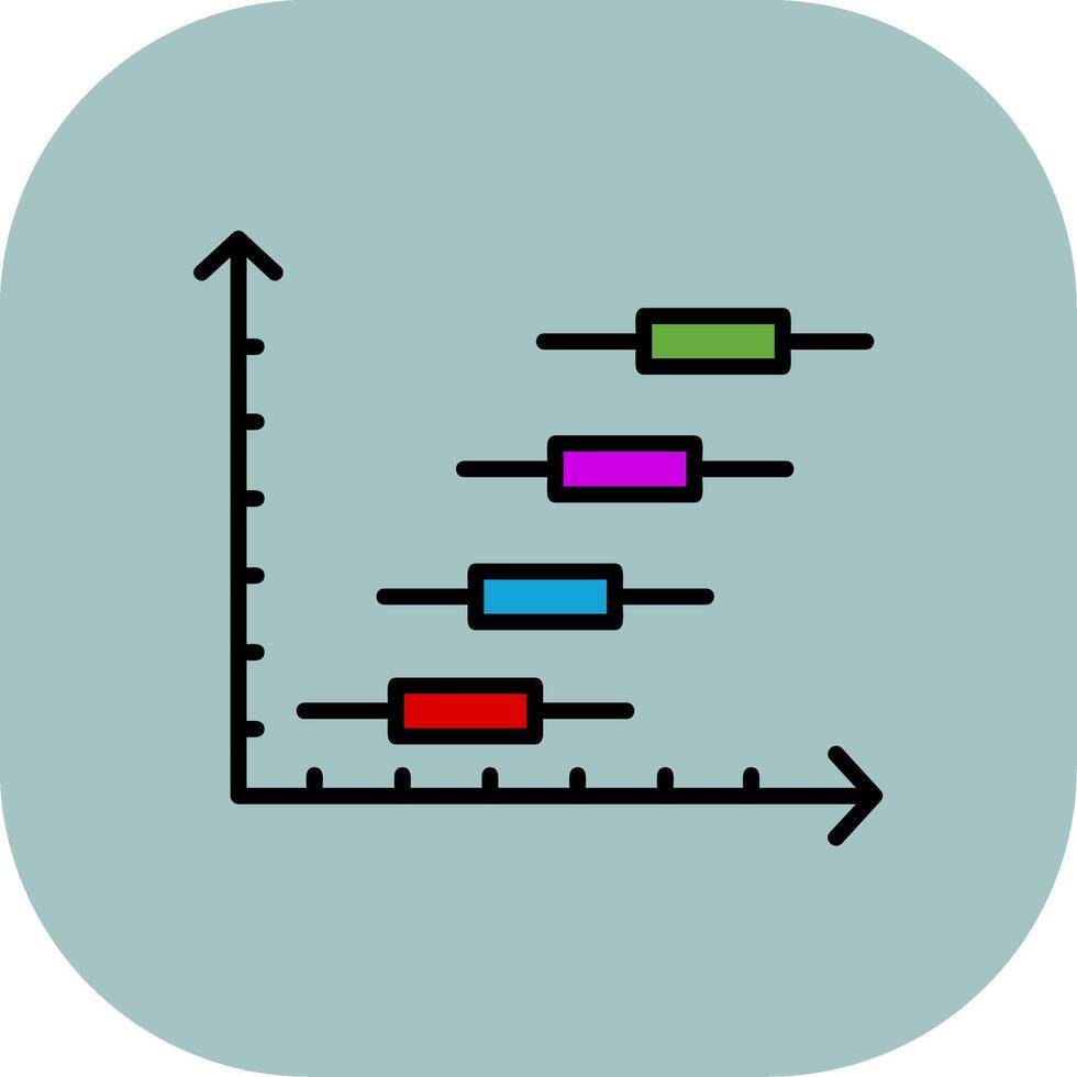 Horizontal Bar Chart Line Filled Curve Icon vector