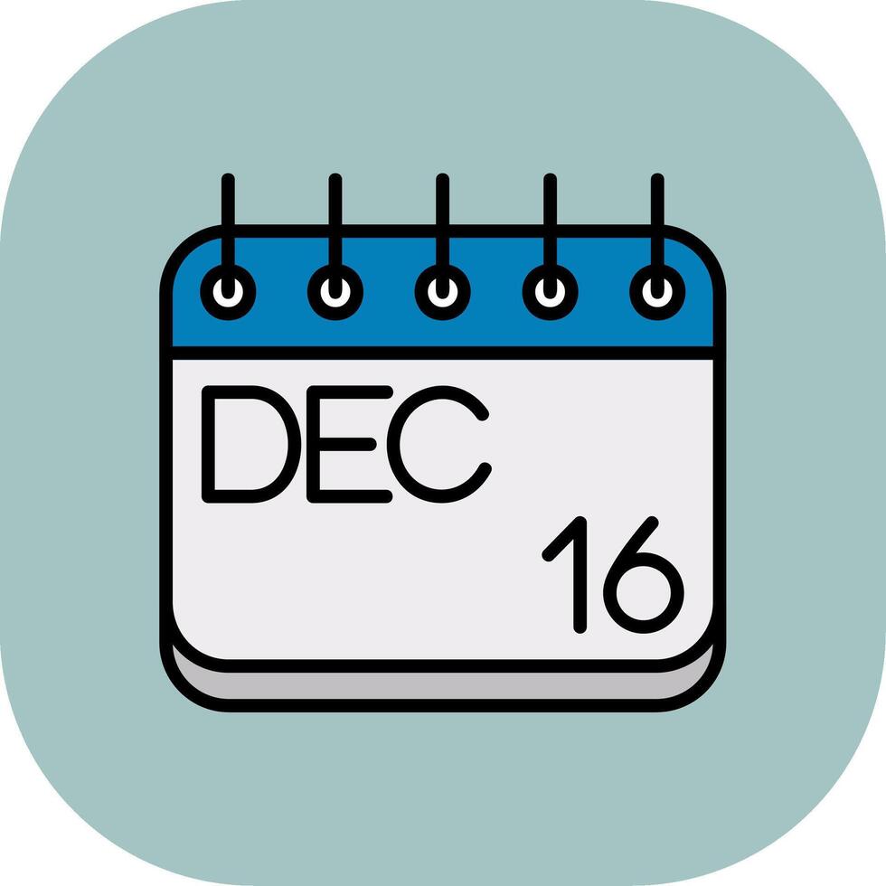 December Line Filled Curve Icon vector