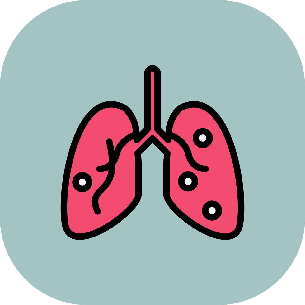 Damage Lungs Line Filled Curve Icon vector