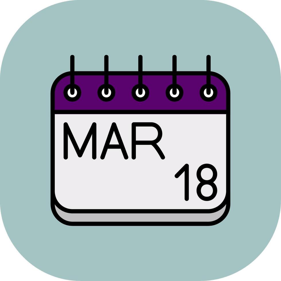 March Line Filled Curve Icon vector