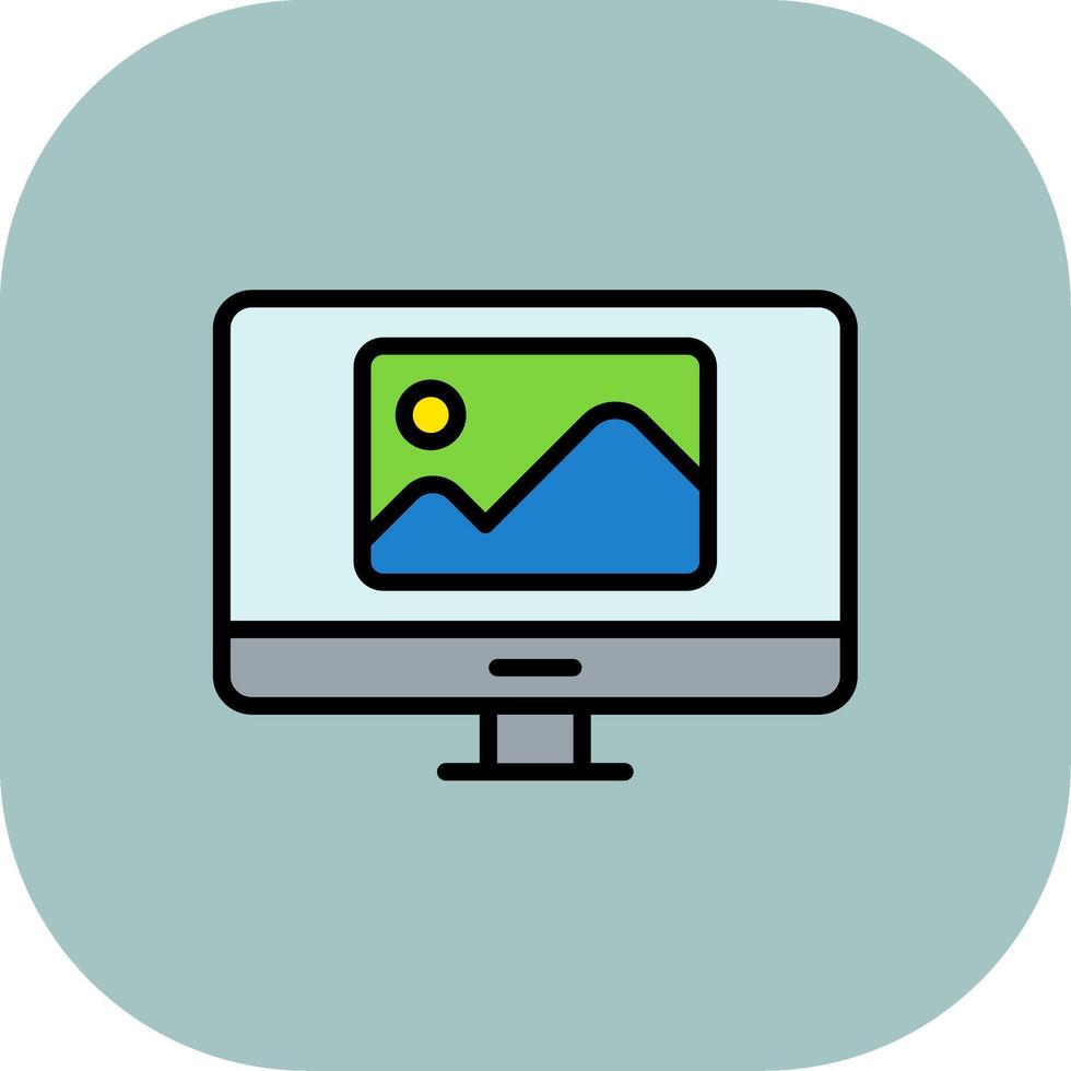 Monitor Line Filled Curve Icon vector