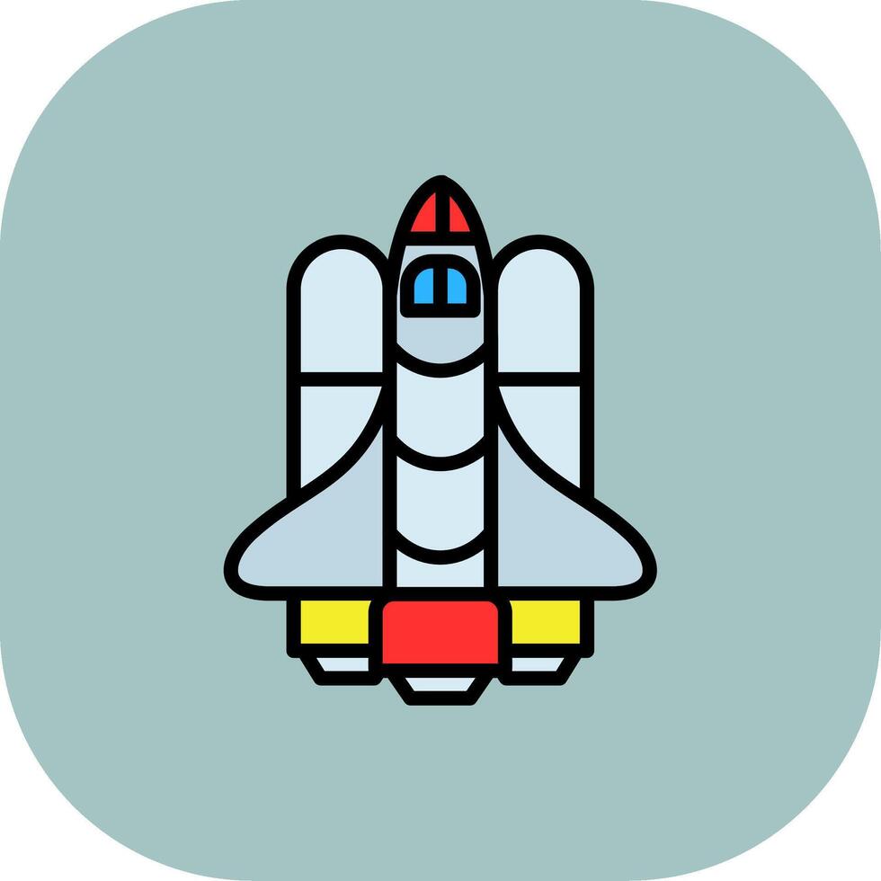 Spaceship Line Filled Curve Icon vector