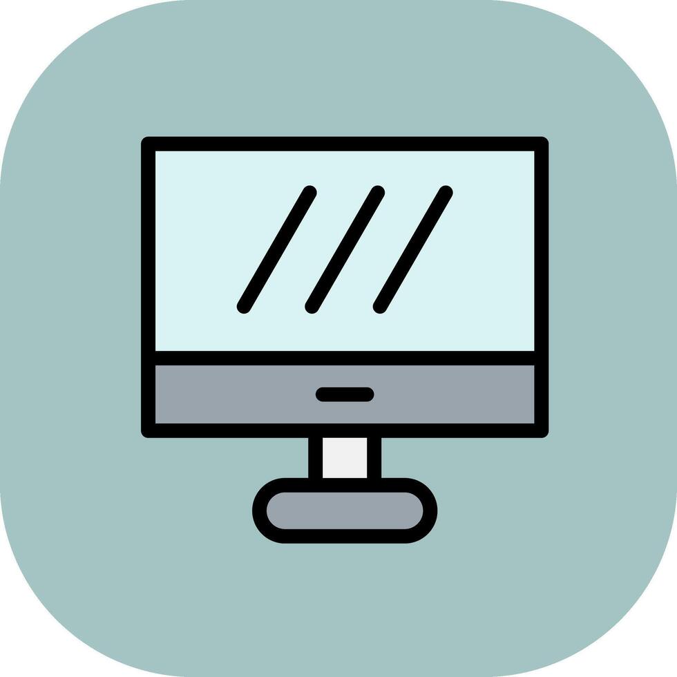 Computer screen Line Filled Curve Icon vector