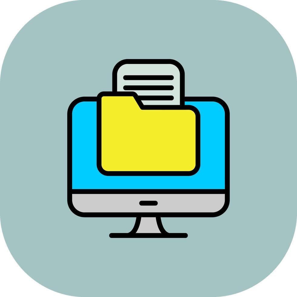 File Line Filled Curve Icon vector