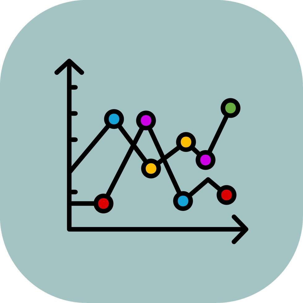 Multiple Line Graph Line Filled Curve Icon vector