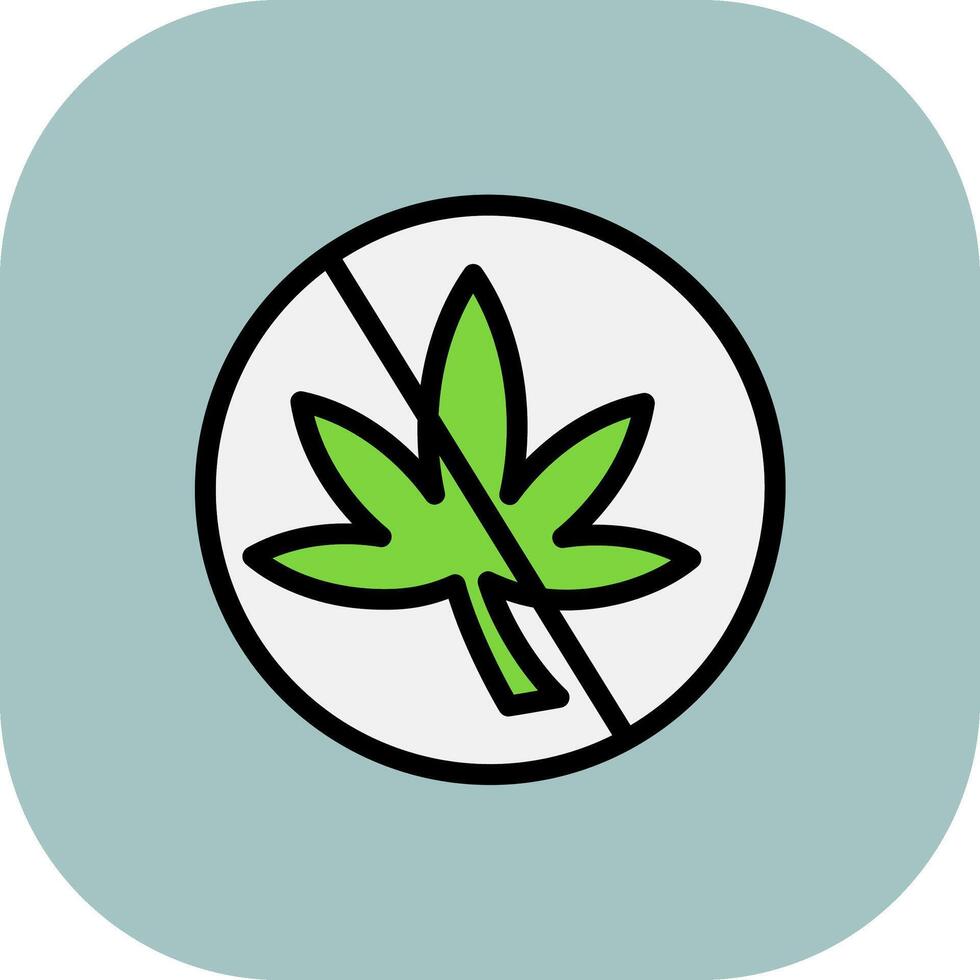 No Weed Line Filled Curve Icon vector