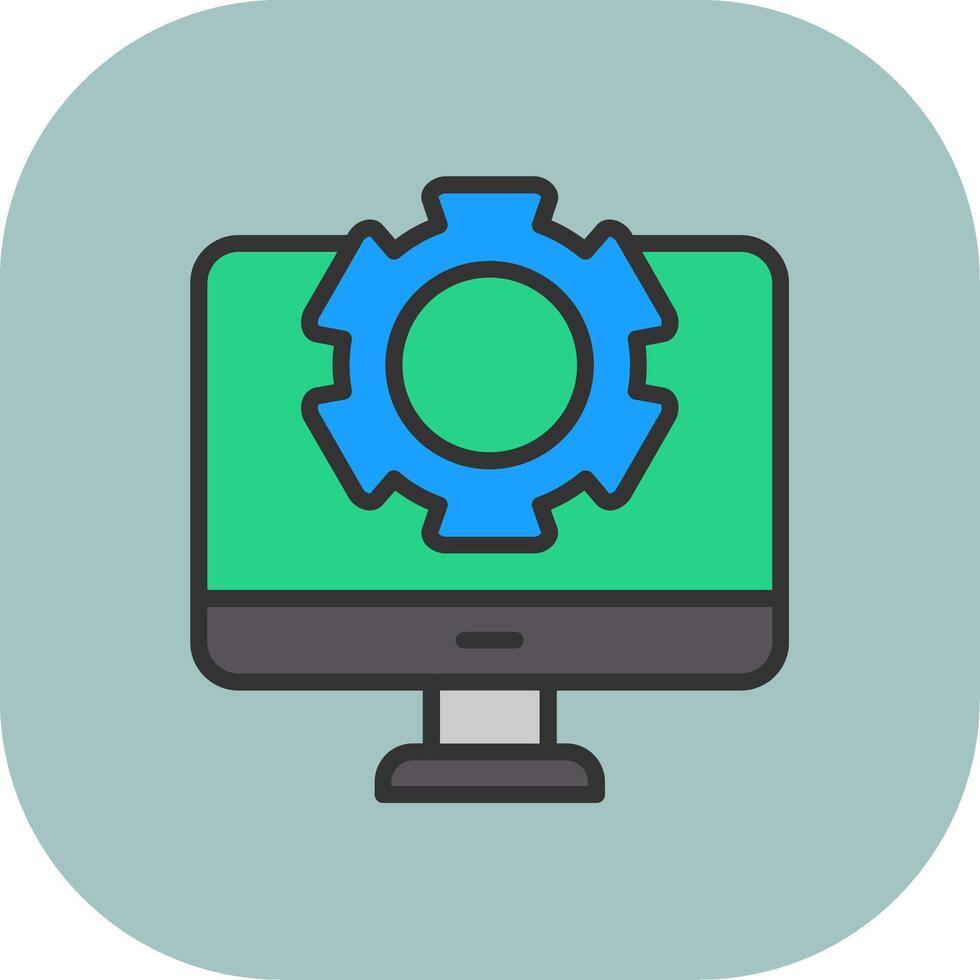 Gear Line Filled Curve Icon vector