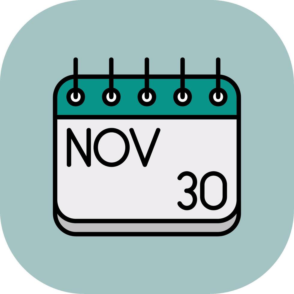 November Line Filled Curve Icon vector