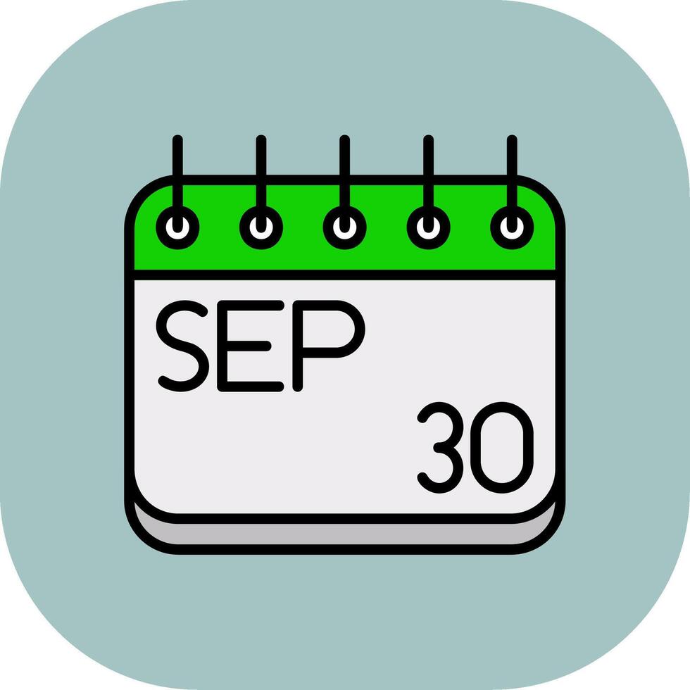 September Line Filled Curve Icon vector