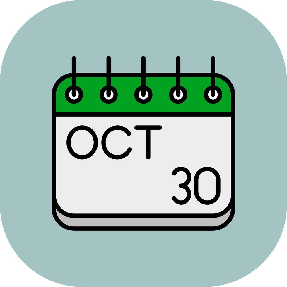 October Line Filled Curve Icon vector