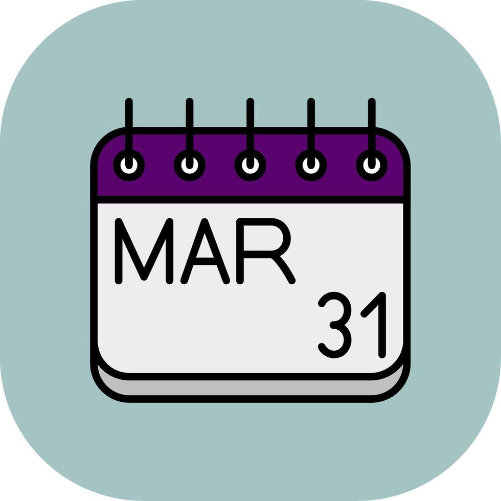March Line Filled Curve Icon vector