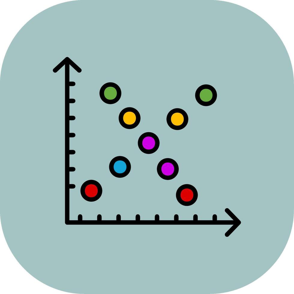 Scatter Plot Line Filled Curve Icon vector