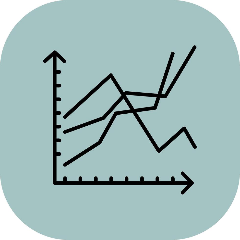 Stacked Graph Line Filled Curve Icon vector