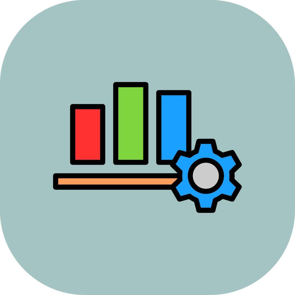 Bar Chart Line Filled Curve Icon vector