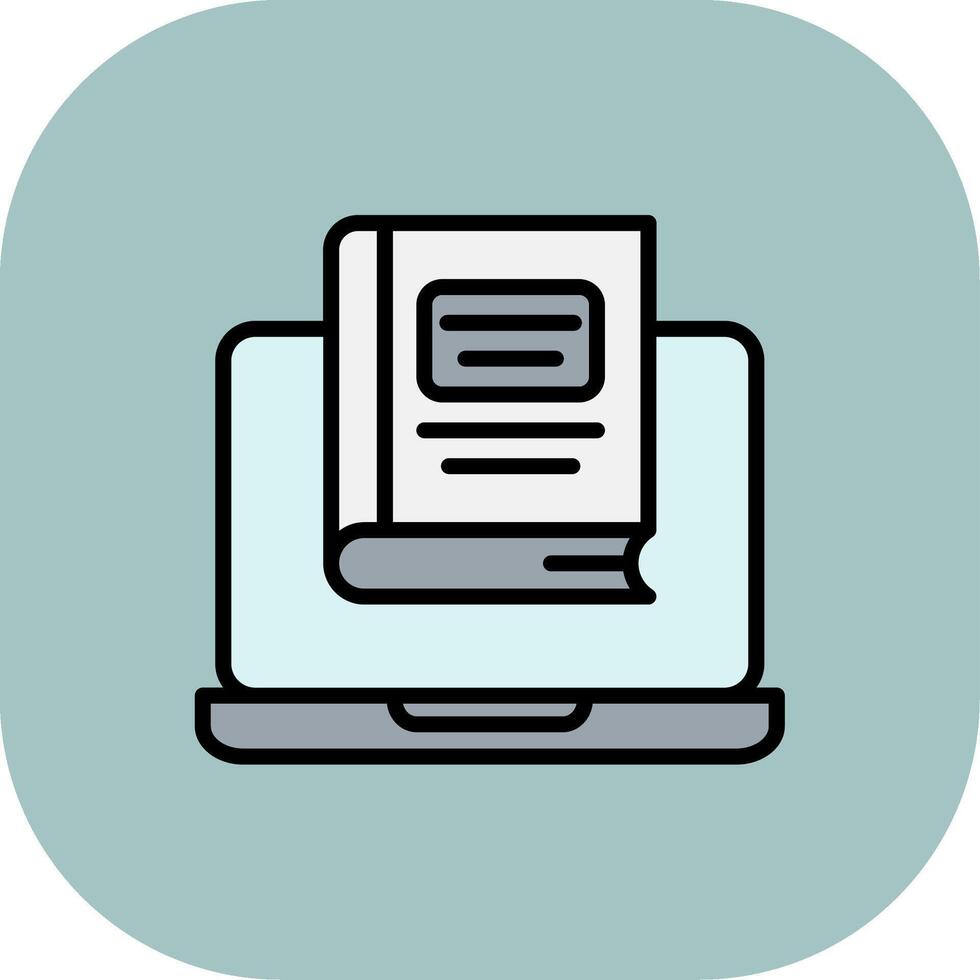 E - Learning Line Filled Curve Icon vector