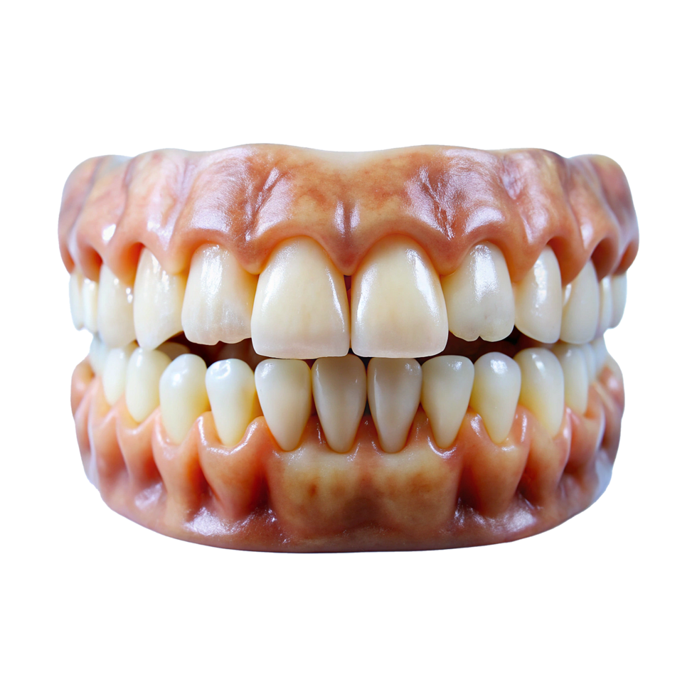 A model of a fake human teeth with missing teeth png