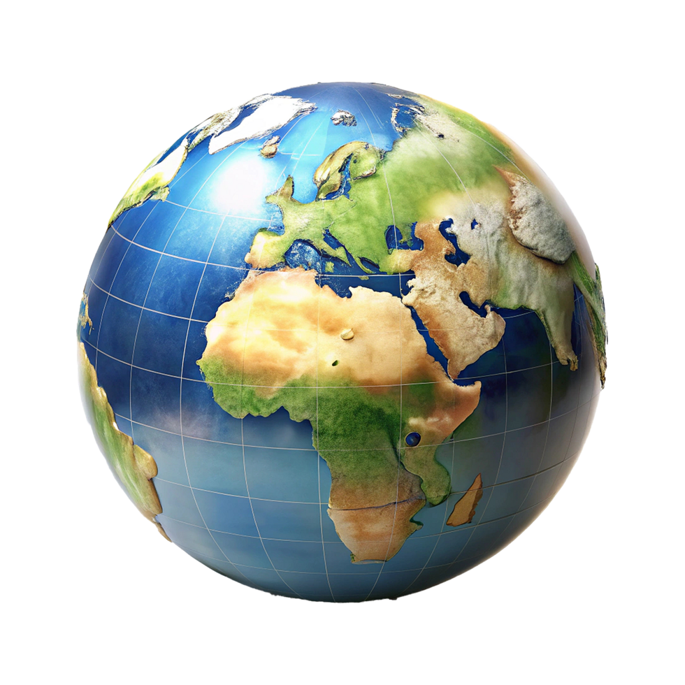 The earth is shown in a 3d model png