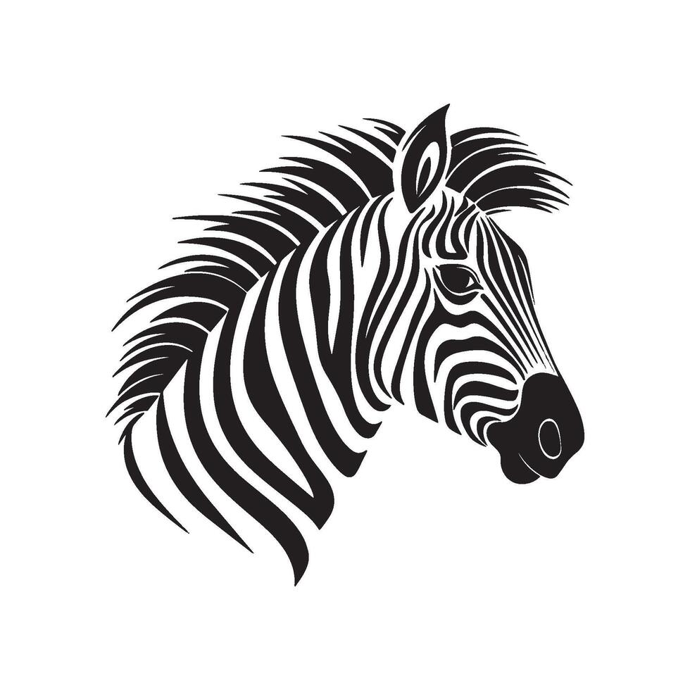Zebra Animal Art Icon on Bright White Background vector