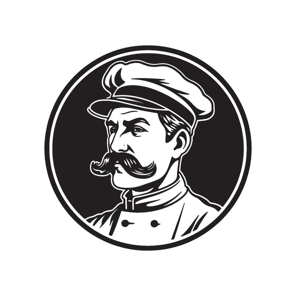 Modern men Chef with cooking hat in silhouette illustration on a white background vector