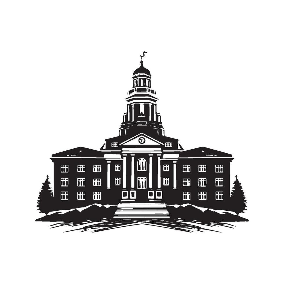 Stylized School Building Icon with Clean White Background vector