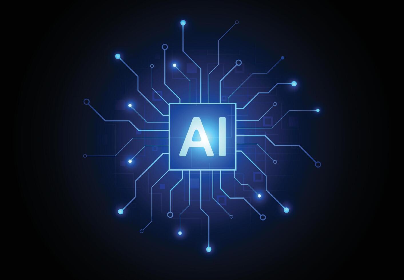 Artificial intelligence chipset on circuit board in futuristic concept technology artwork for web, banner, card, cover vector