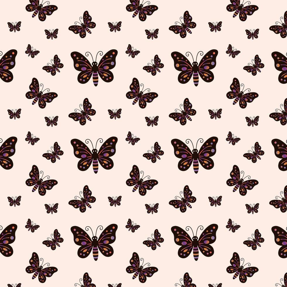 Spooky Butterfly Halloween Pattern Illustration. Creepy Insect Design in Dark, Gothic Style For Festive Halloween Decoration And Eerie Holiday Project. illustration vector