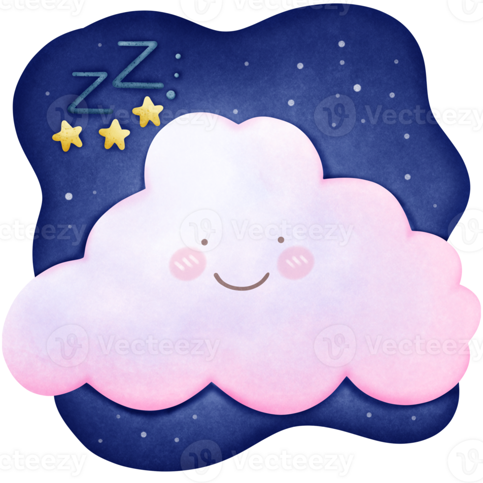 good night with cloud smile and star on blue sky png