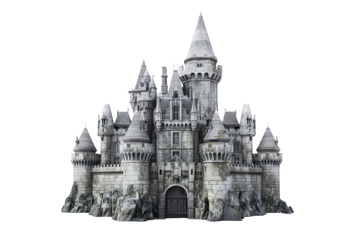 Majestic Stone Castle With Multiple Towers png