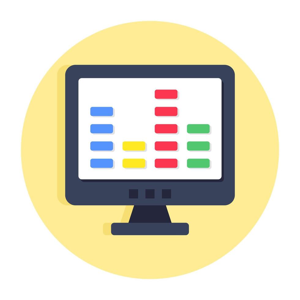 A flat design icon of monitor vector