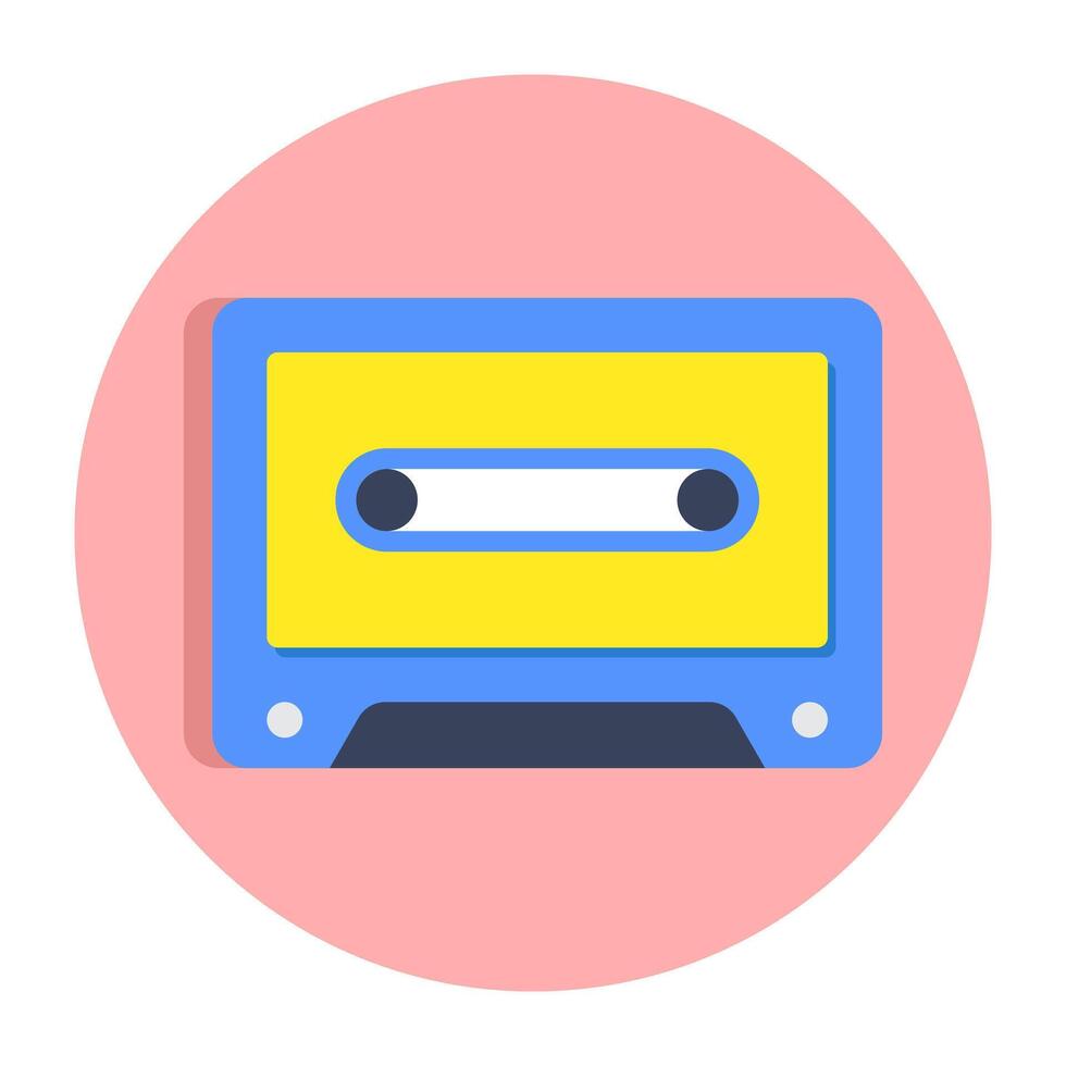 A flat design icon of cassette vector