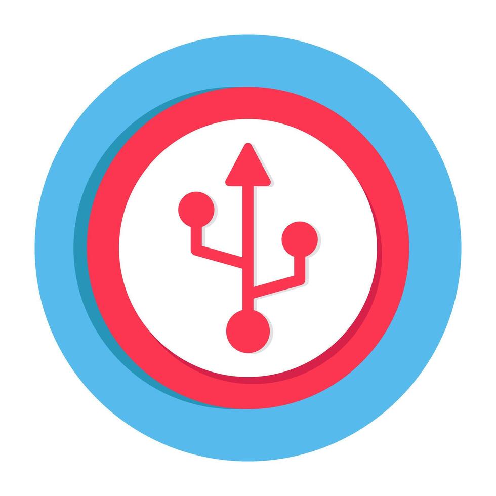 A colored design icon of usb arrow vector