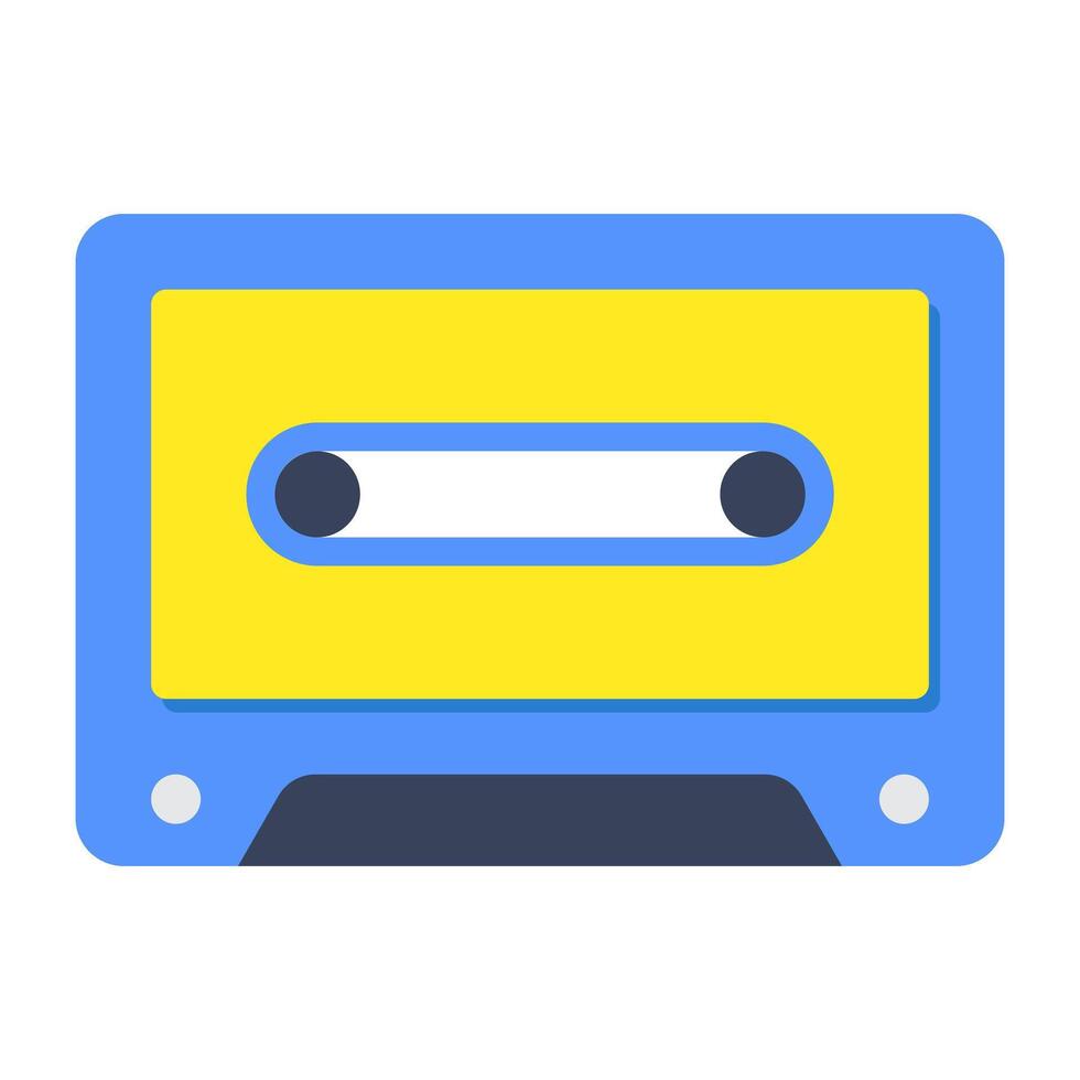 A flat design icon of cassette vector