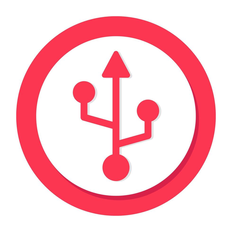 A colored design icon of usb arrow vector