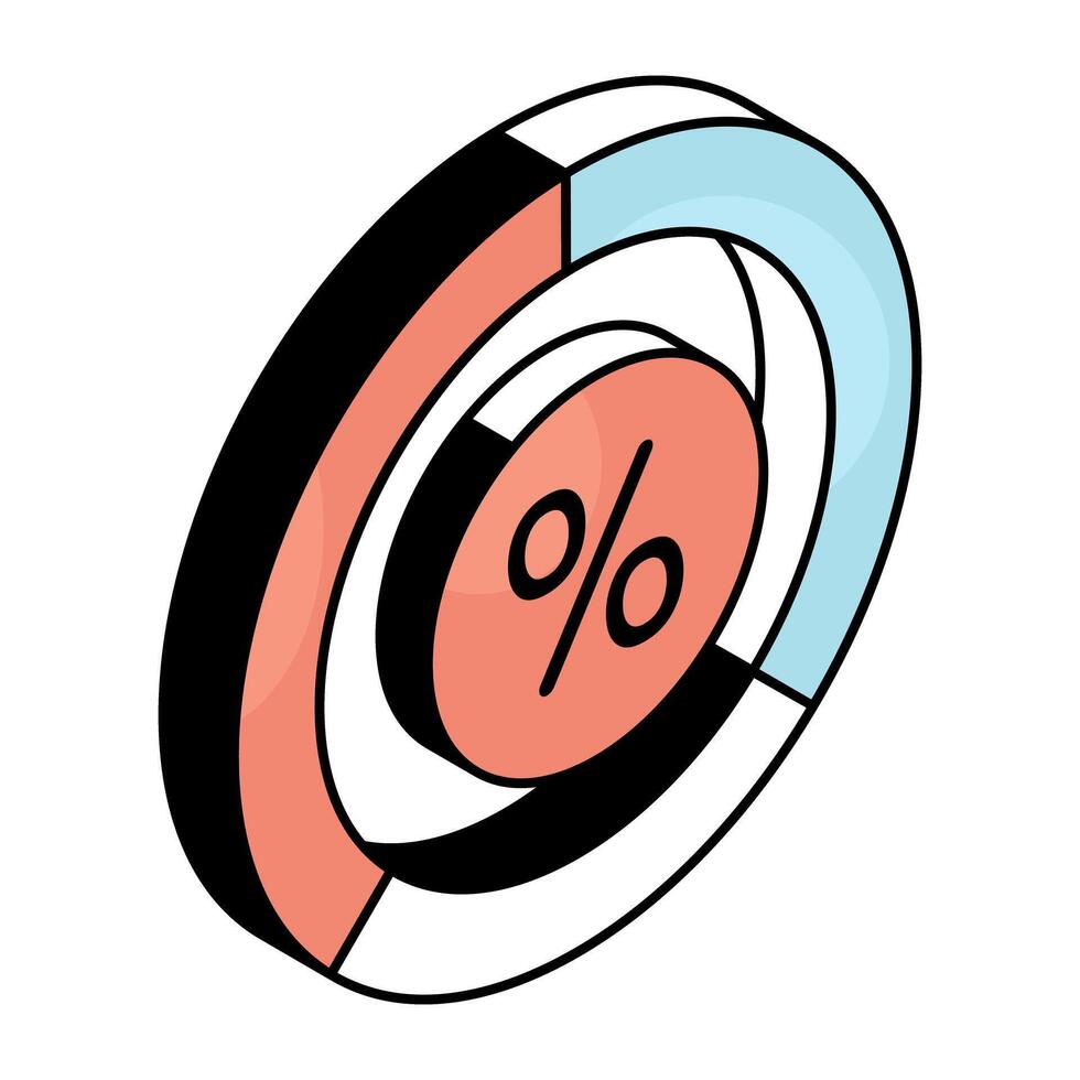 A flat design icon of discount chart vector