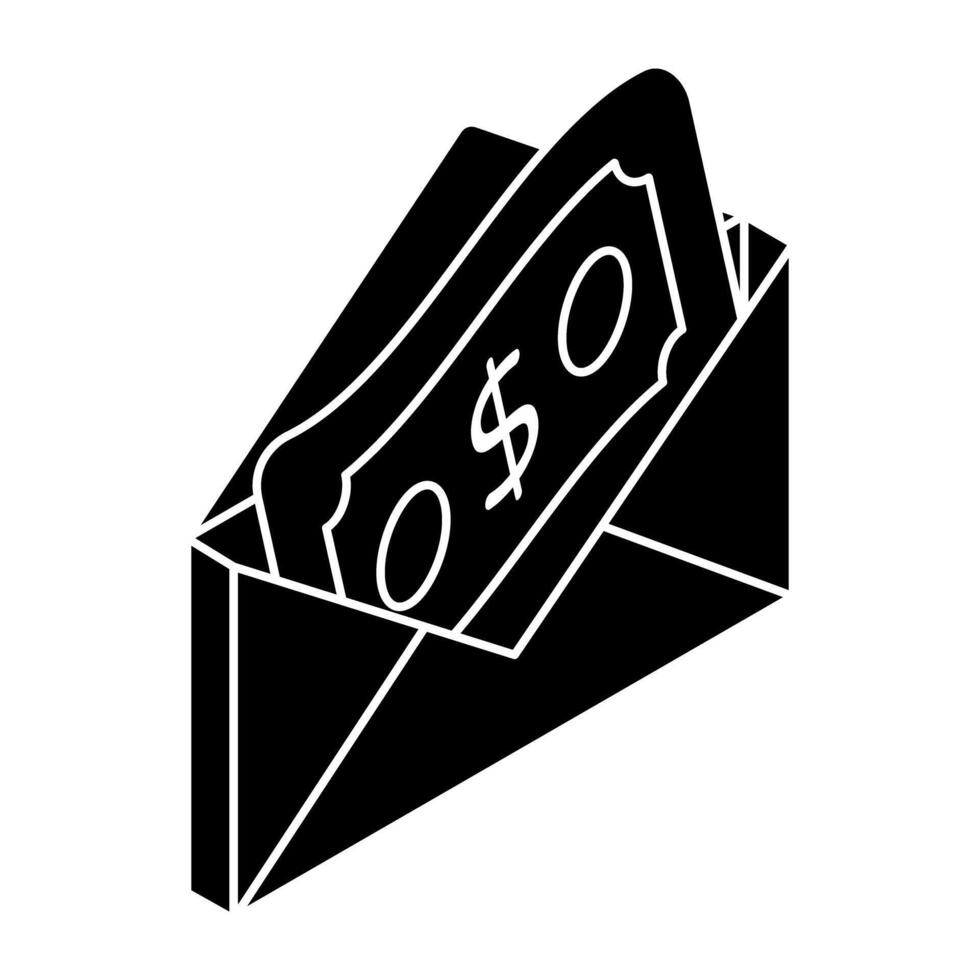 A flat design icon of money envelope vector