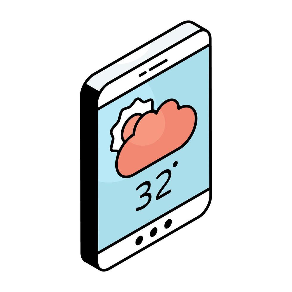 Mobile weather app icon in premium style vector