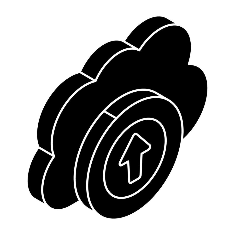 A flat design icon of cloud upload vector