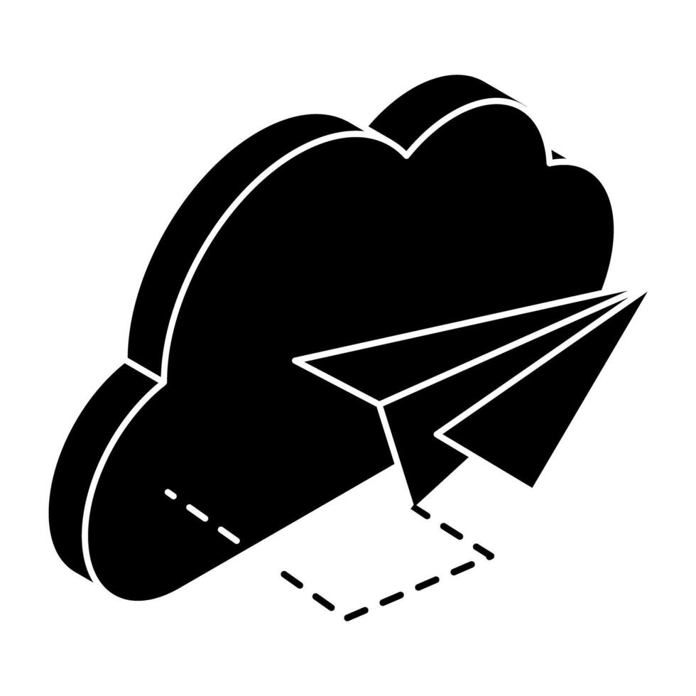 Premium design icon of cloud paper plane vector