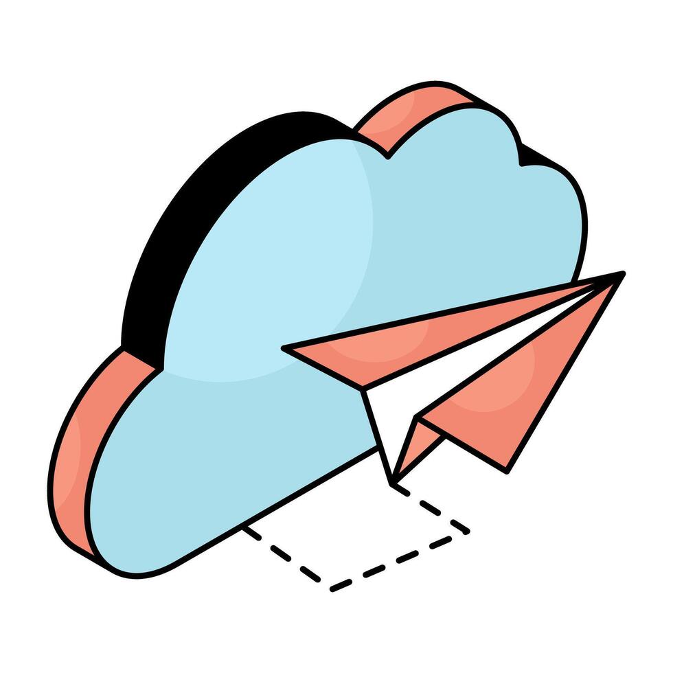 Premium design icon of cloud paper plane vector
